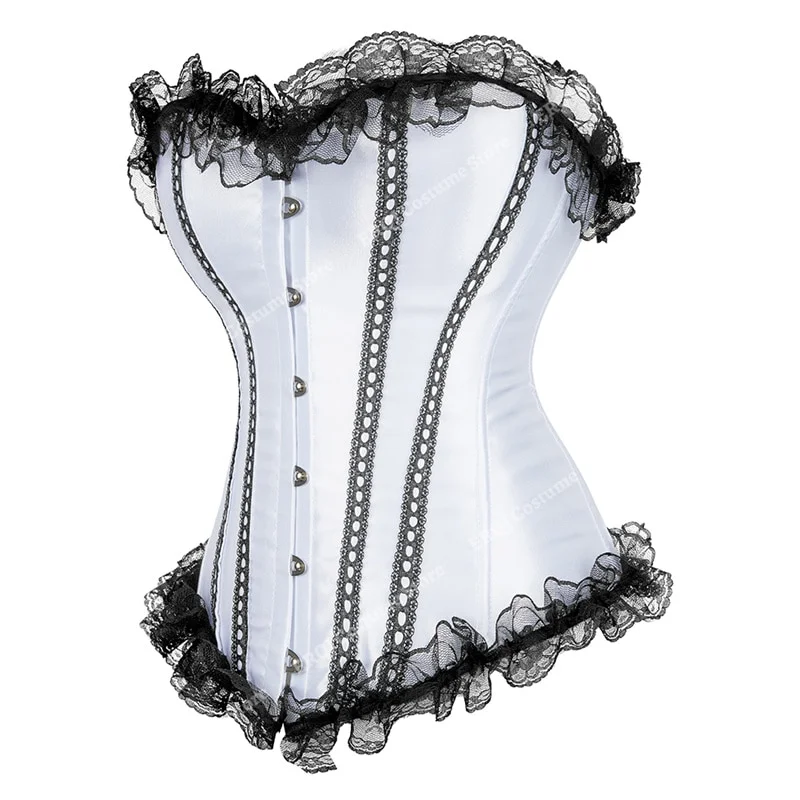 Billionm Lace up Boned Overbust Corset Bustier Rhinestone Satin Costume Showgirl Top Lingerie Plus Size S-6X
