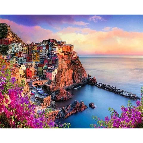 DIY Paint by Numbers Canvas Painting Kit for Kids & Adults - Manarola View、bestdiys、sdecorshop