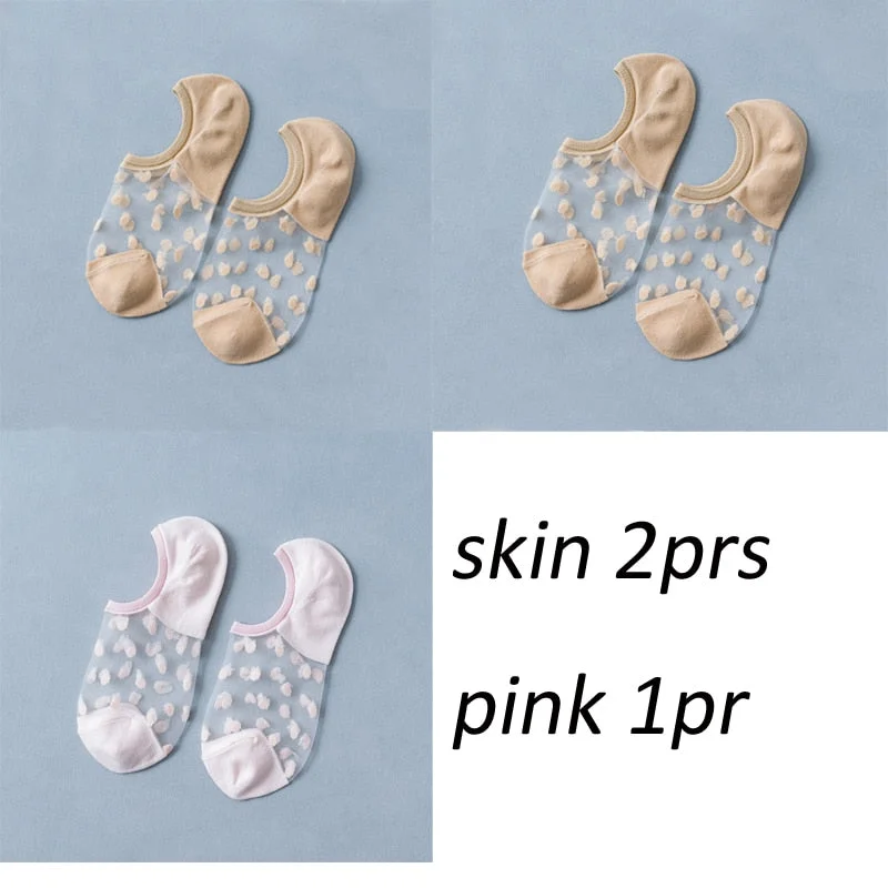 3 Pair/set Lot Fashion Dot socks for Girls Women Indoor Socks Mix Summer Colors Smooth Feeling Floor Socks Color Breathable Sox