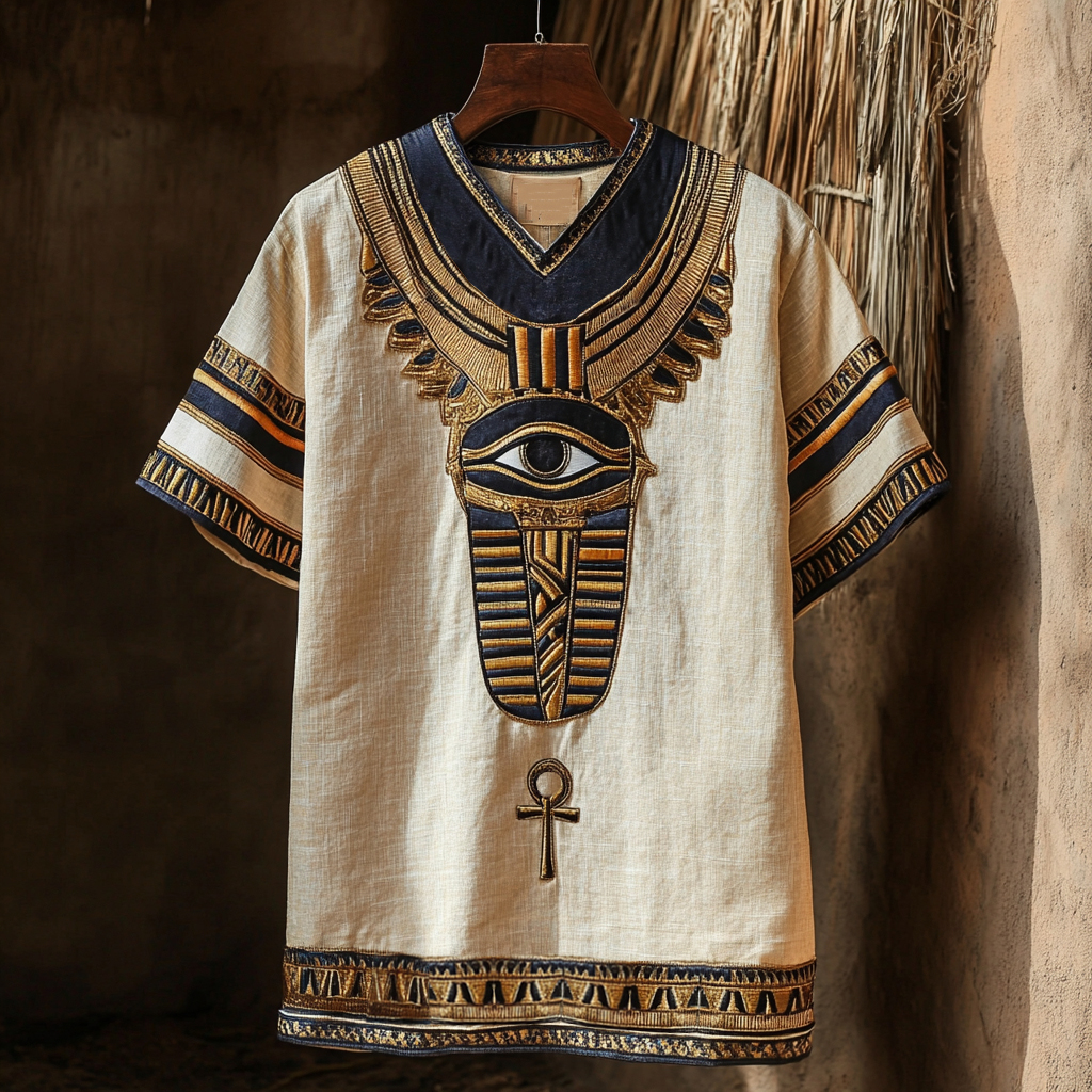 Ankh Ancient Egyptian Eye Of Horus Linen Shirt