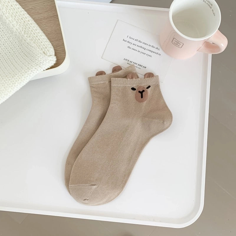 Socks Women’s Mid-tube Socks Cotton Socks Spring And Summer Sweat-absorbent Sports Cotton Socks White Women’s Socks Embroidered Kabibala Tide Socks