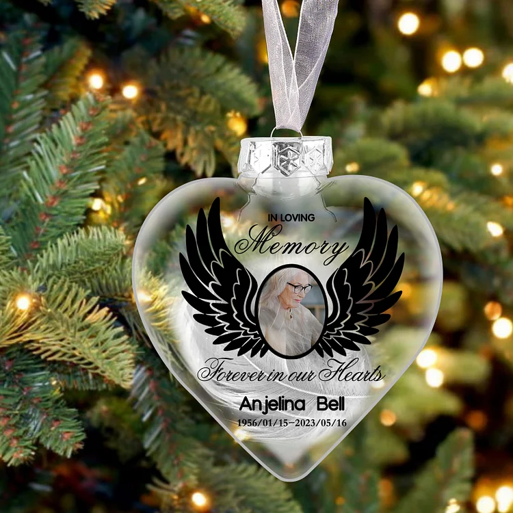 Custom Memorial Christmas Heart Ornaments With Photo And Name To Commemorate Deceased Loved Ones Pendant