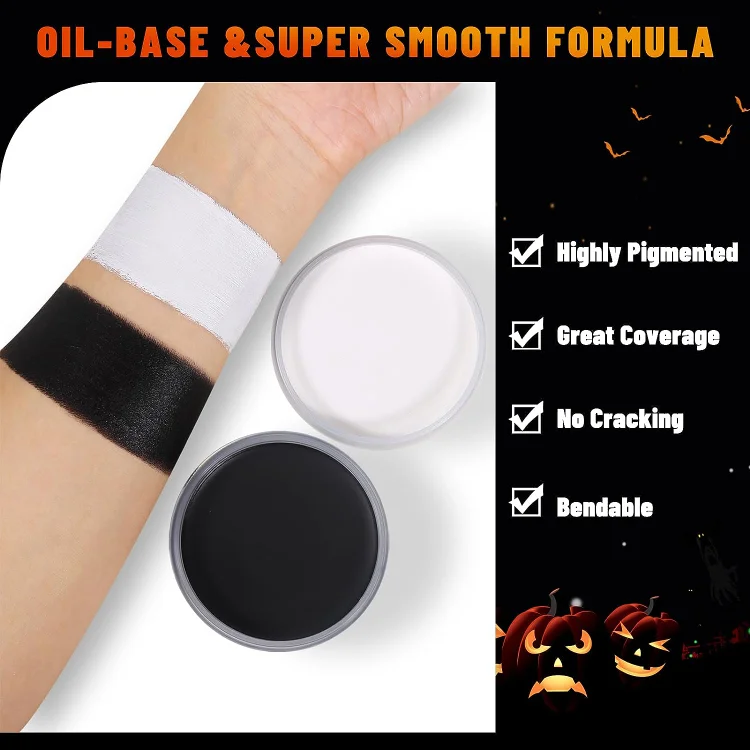 BOBISUKA Halloween Cosplay SFX Makeup Black + White Face Body Paint Special  Effects Makeup Kit Dress Up Non Toxic Face Painting Kits for Adult Full  Coverage Face paint Fx Make Up