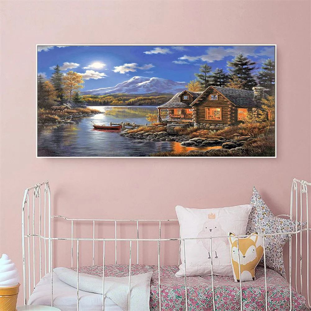 Diamond Painting - Full Round Drill - Riverside Lodge(80*40cm)