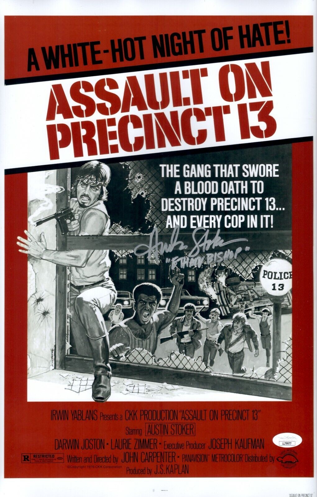 AUSTIN STOKER Signed ASSAULT ON PRECINCT 13 Photo Poster painting 11x17 Autograph JSA COA Cert