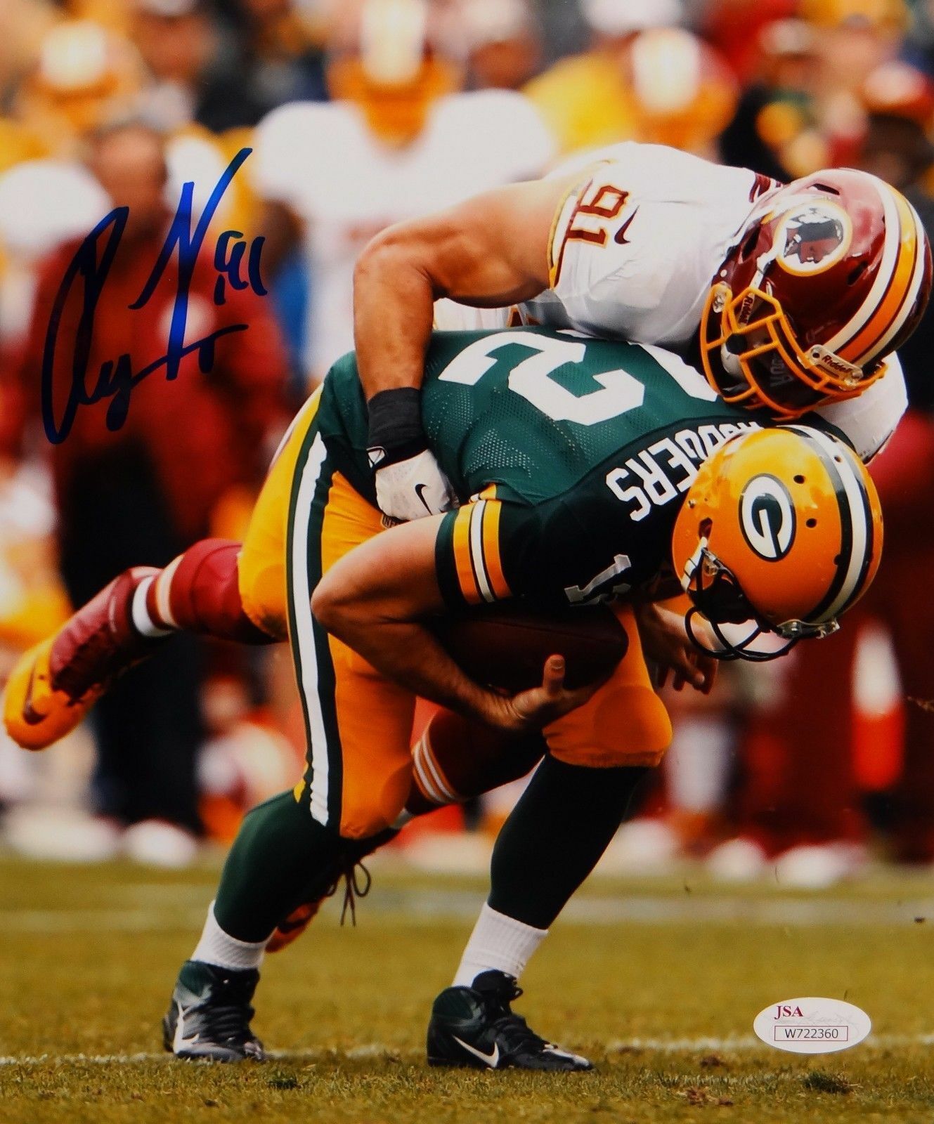 Ryan Kerrigan Autographed 8x10 Redskins Against Packers Photo Poster painting- JSA W Auth