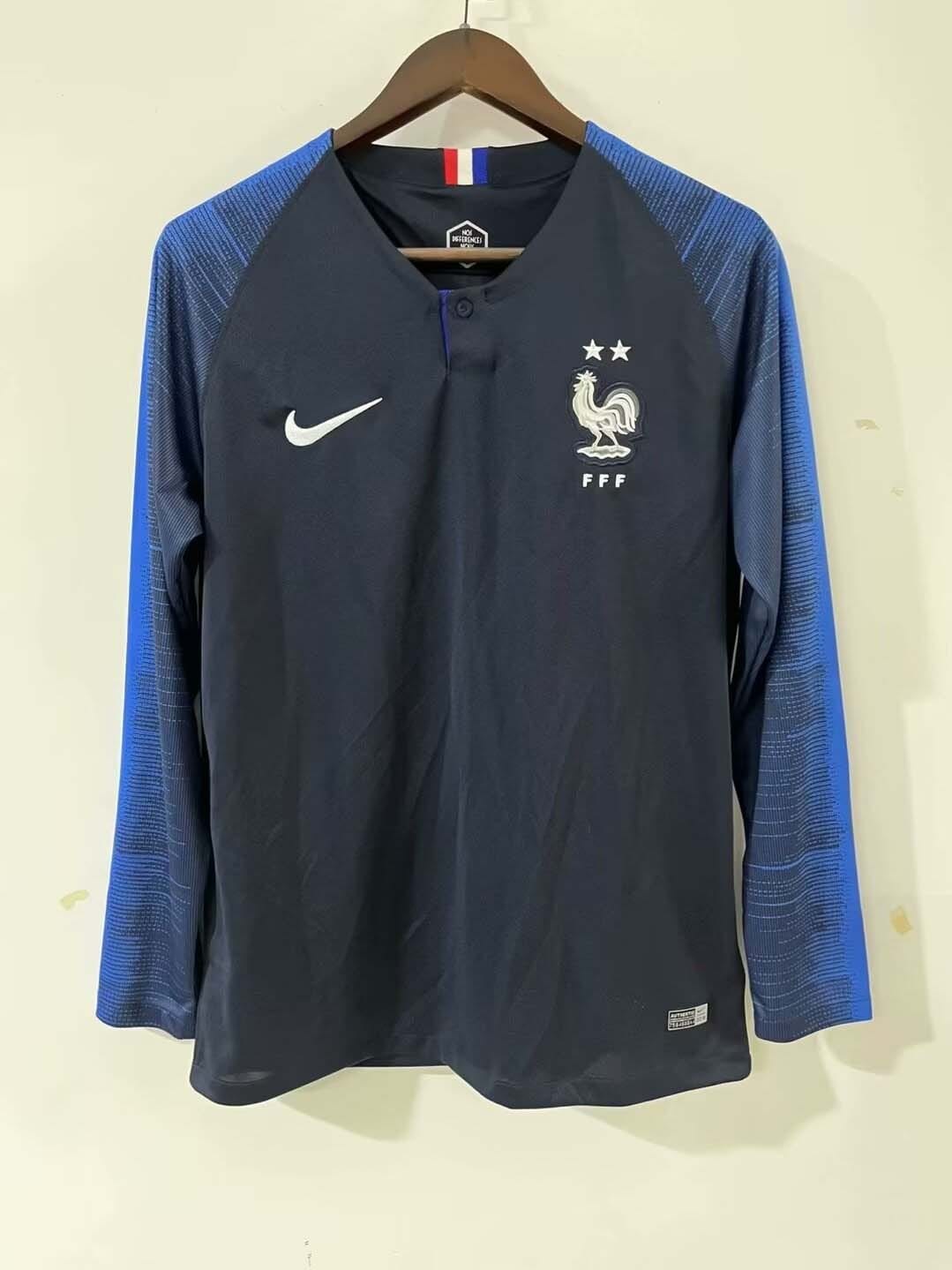 2018 Retro Long Sleeve France Home Football Shirt 1:1 Thai Quality mysite