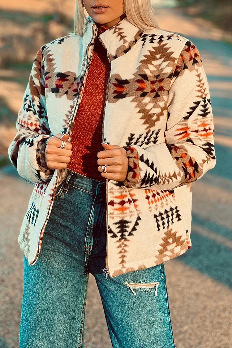 Women's Vintage Aztec Pattern Cardigan Jacket Cowgirl Jacket