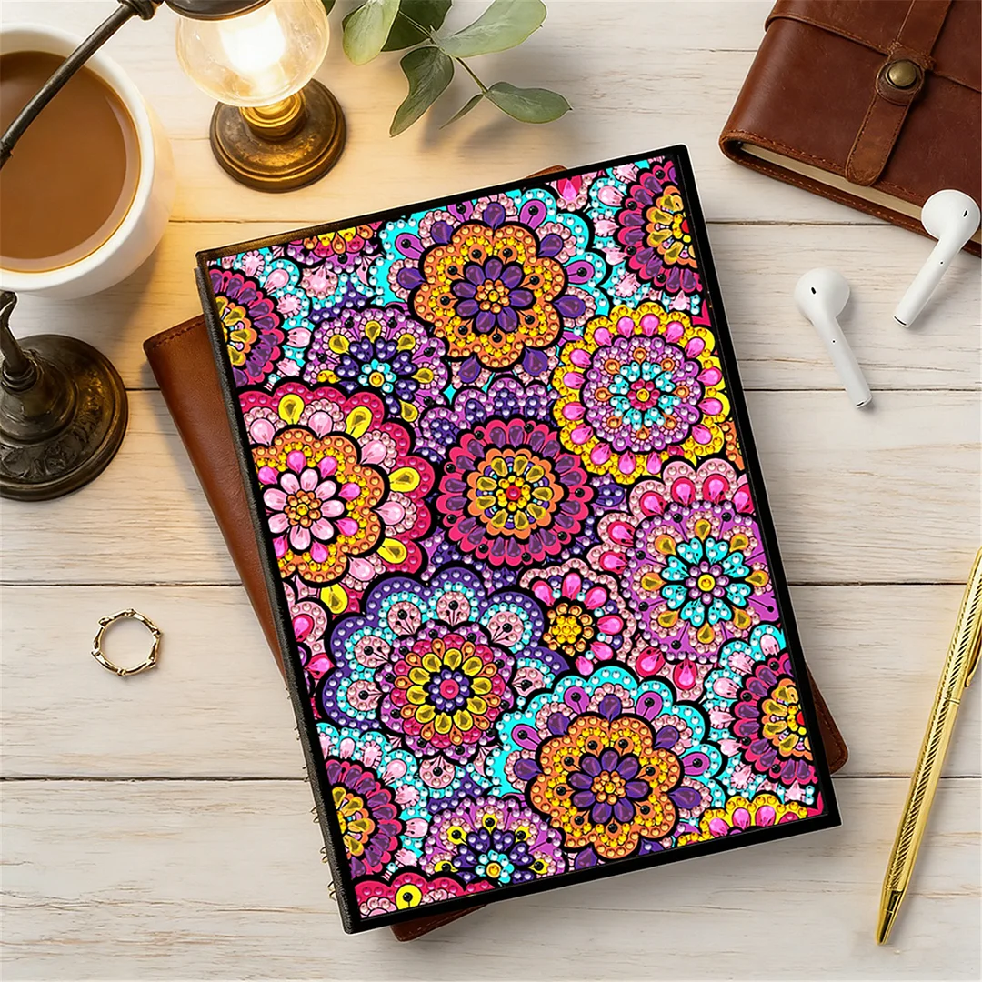 DIY Flower Diamond Painting Journals Notebooks 50 Pages A5 No Lines Special Shaped Diamond Art Kits for Beginners Craft Lovers and Artists (Mandala Pattern)