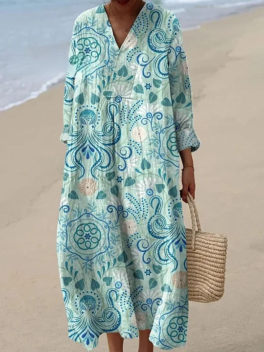 Women's Vintage Octopus Art Print Dress