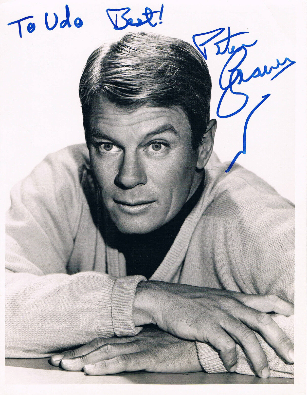 Peter Graves 1926-2010 genuine autograph 7x9