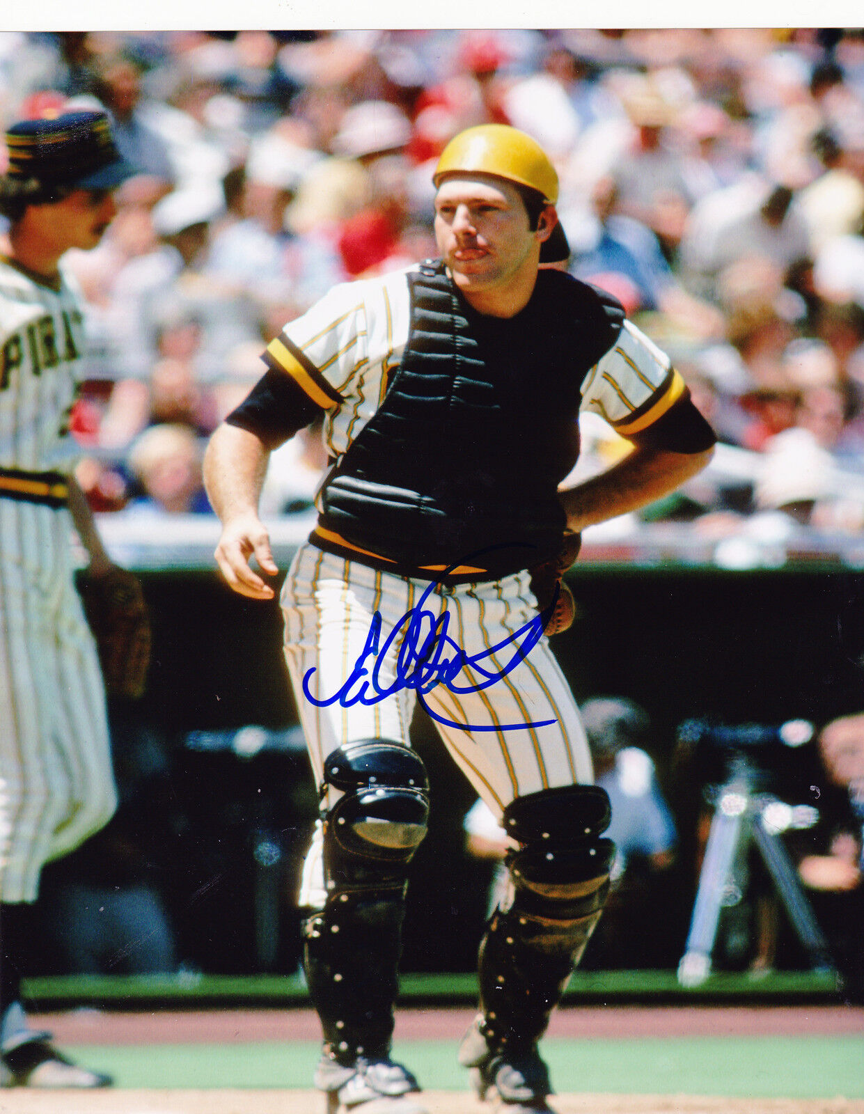 ED OTT PITTSBURGH PIRATES ACTION SIGNED 8x10