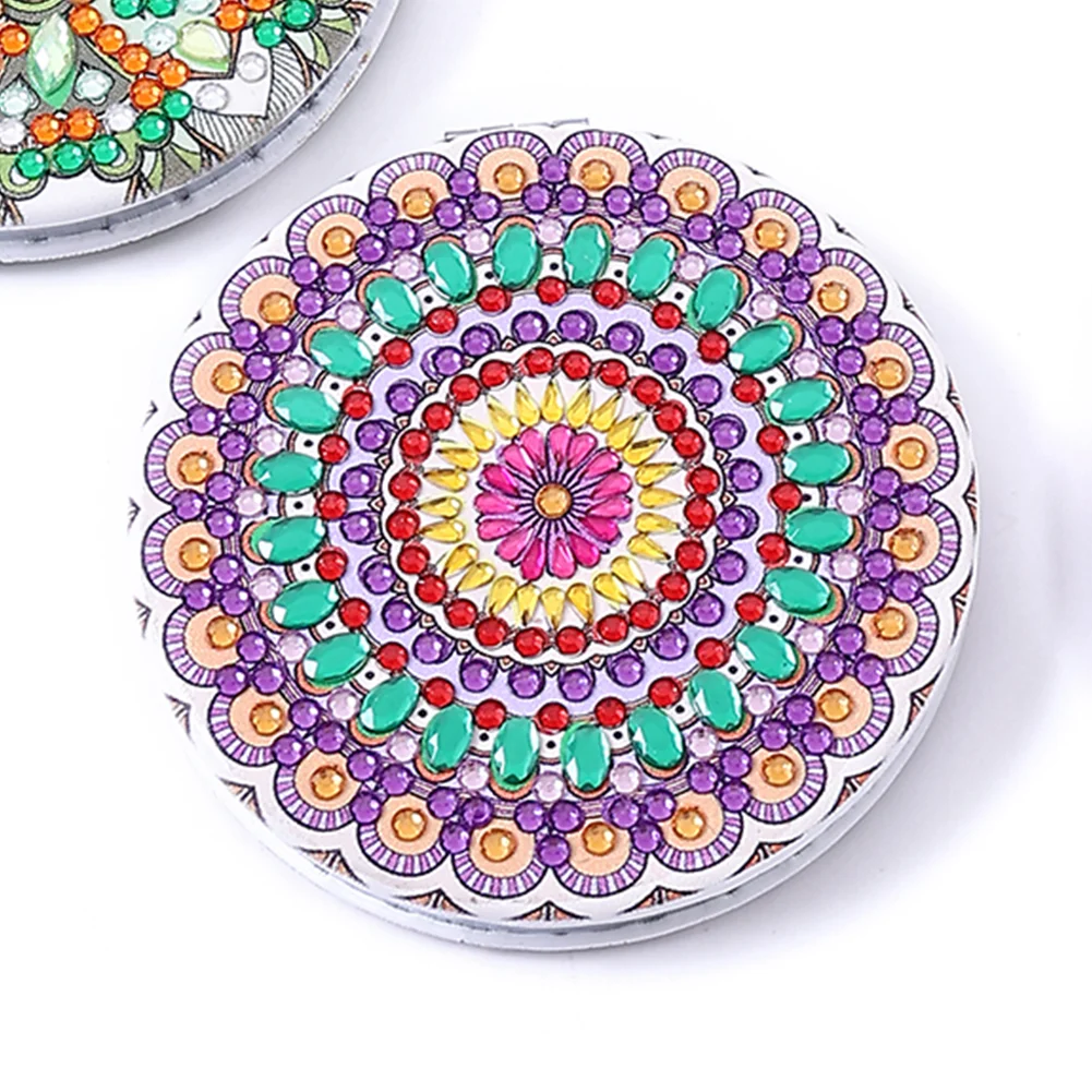 DIY Diamond Painting Makeup Mirror Mandala Pattern Portable Pocket Mirror