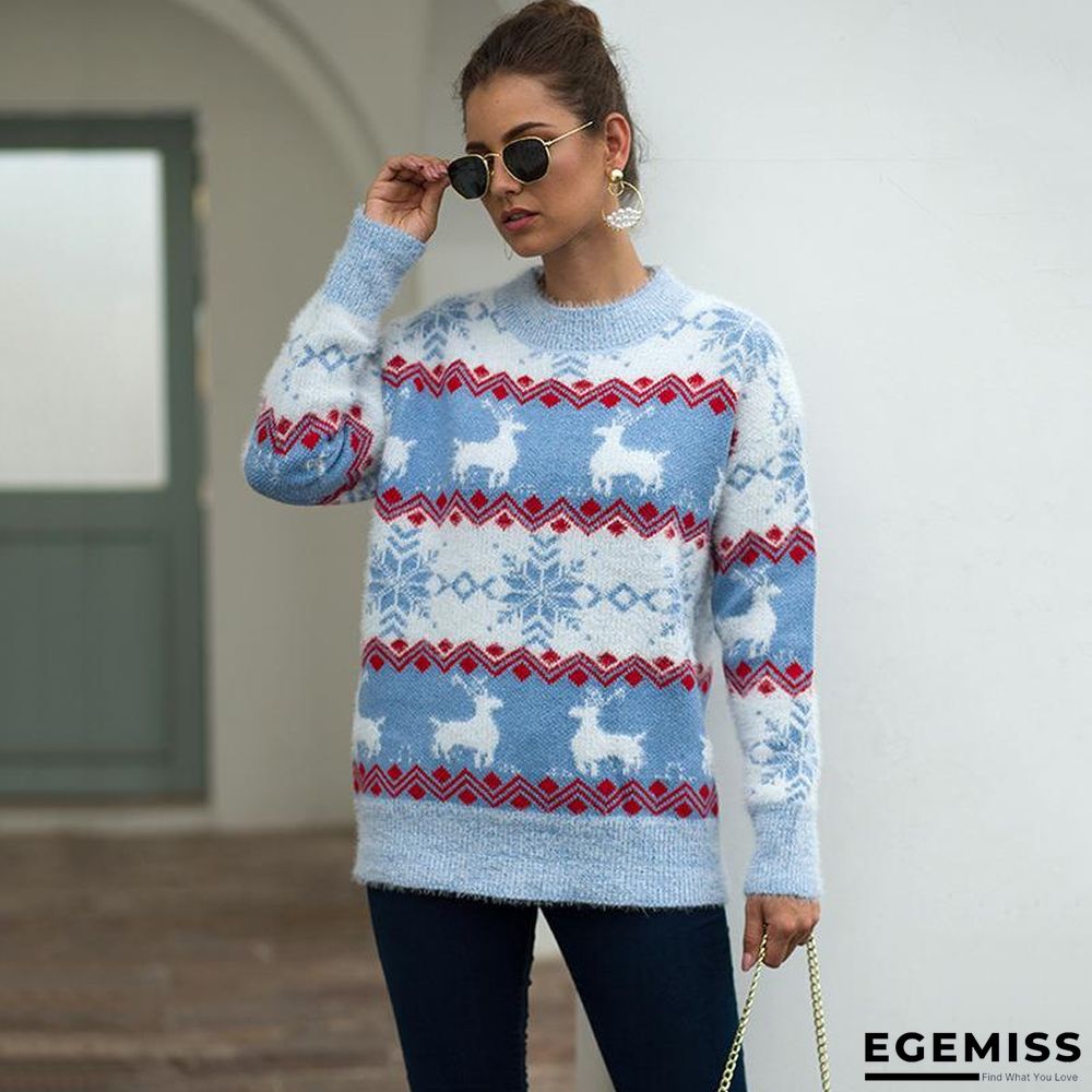 Christmas Elk Snowflake Bottoming Shirt Autumn and Winter Sweater Top Female Tide Long Sleeves | EGEMISS