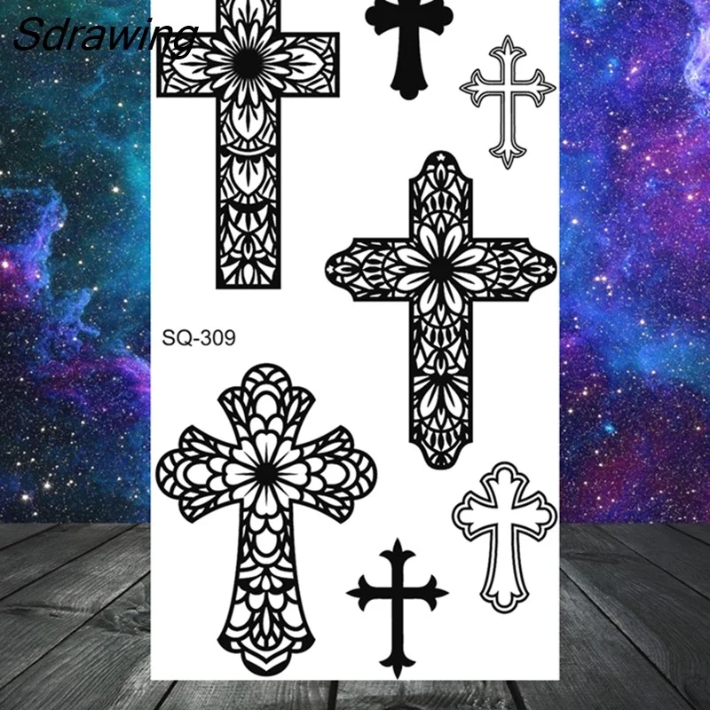 Sdrawing Tribal Anchor Scorpion Dragon Thorns Temporary Tattoos For Women Men Kids Cross Tatoo Butterfly Skull Fake Tattoo Small