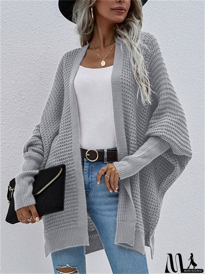 MidiSono - Women's Temperament Comfy Loose Solid Color Cardigan Sweater