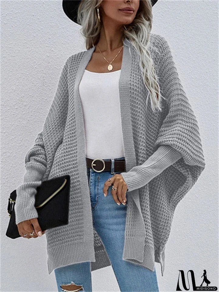 MidiSono - Women's Temperament Comfy Loose Solid Color Cardigan Sweater