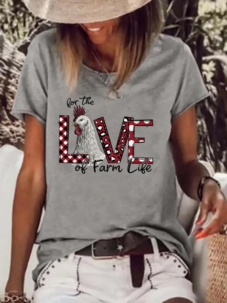 For the love of the farm live village life Raw Hem Tee