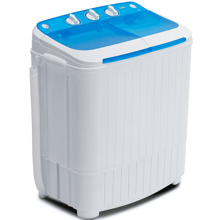 TABU 16.5lbs Portable Washing Machine, Compact Twin Tub Wash&Spin Combo for Apartment, Dorms,Laundry,White&Blue