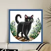 Black Cat In Garden-11CT Stamped Cross Stitch 37*37cm/14.57*14.57in tapestrymarket