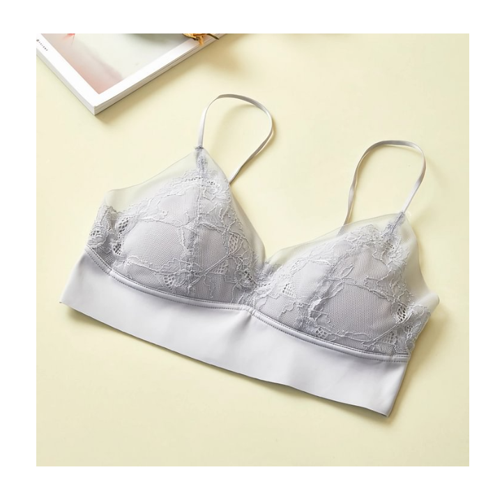 Soutien-gorge en soie avec anneau en acier doux et dentelle sans couture pour femme- SOIE PLUS