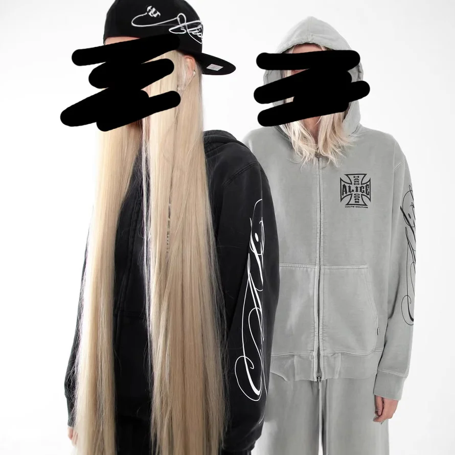 Athvotar Athvotar Fashion Design Print Zipper Water Wash Old Cardigan Trinkets