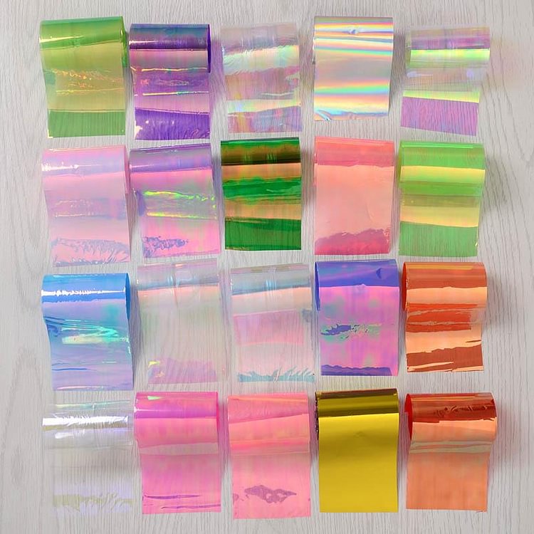 20Pcs/Set Shining Colorful Nail Foils Stickers Transparent Beauty Design Transfer Decal Paper Slider DIY Decorations