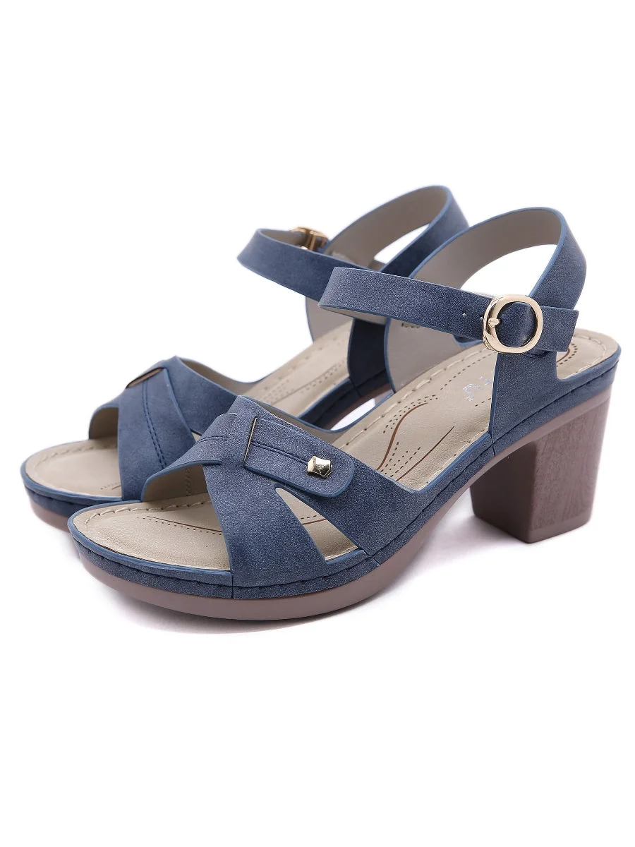 Single Metal Stud Cross Upper Heel Sandals