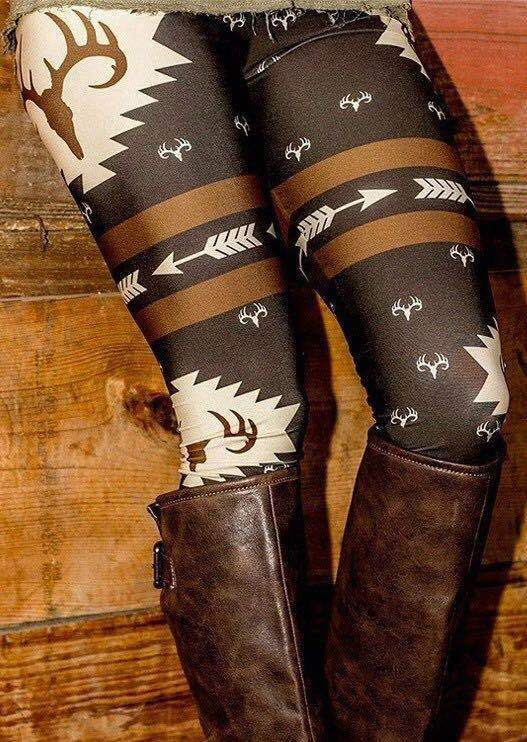 Trendy Classic Deer Print Leggings Pants