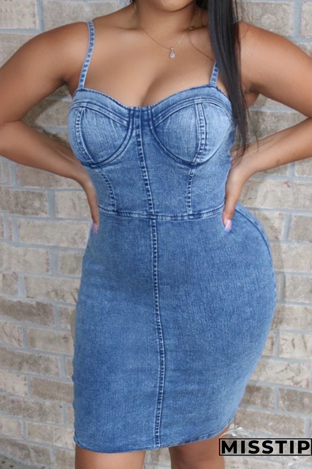 Light Blue Sexy Fashion Slim Denim Dress