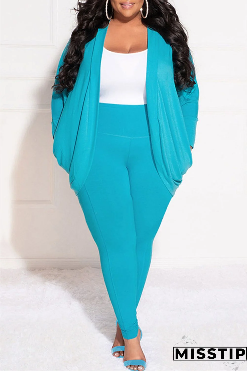 Burgundy Casual Solid Cardigan Pants Cardigan Collar Plus Size Two Pieces