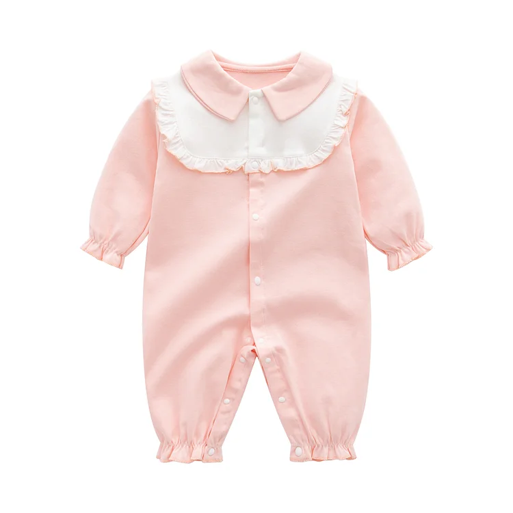 Baby Ruffled Open Front Petter Pan Collar Romper