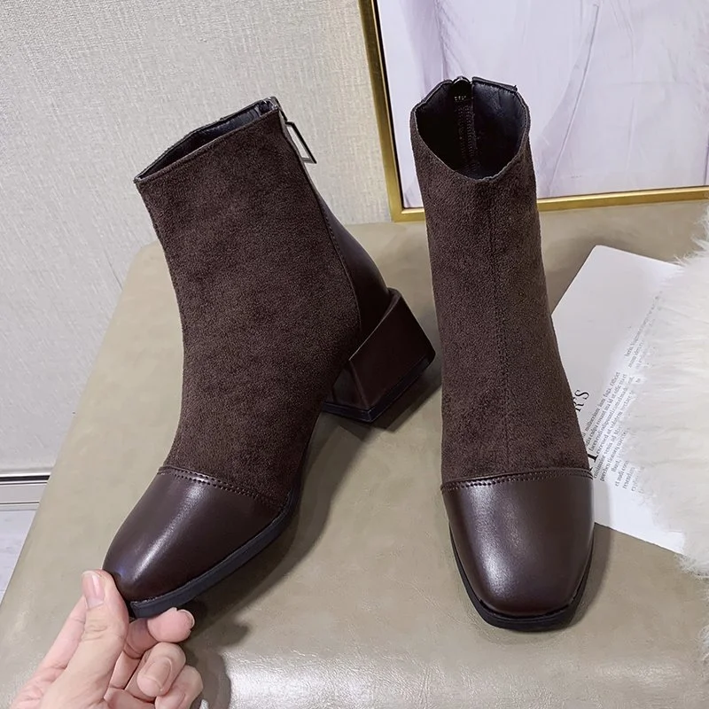 Breakj Breakj Boots Women's Autumn 2025 British Style Coarse And Retro Short Boots Before The Zipper Boots Children Retro Style Increased