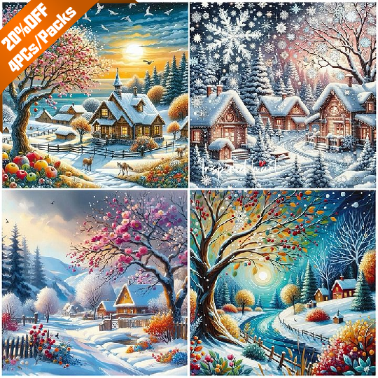 Beautiful Winter Scene - Full Round Drill Diamond Painting - 30*30CM(Canvas)