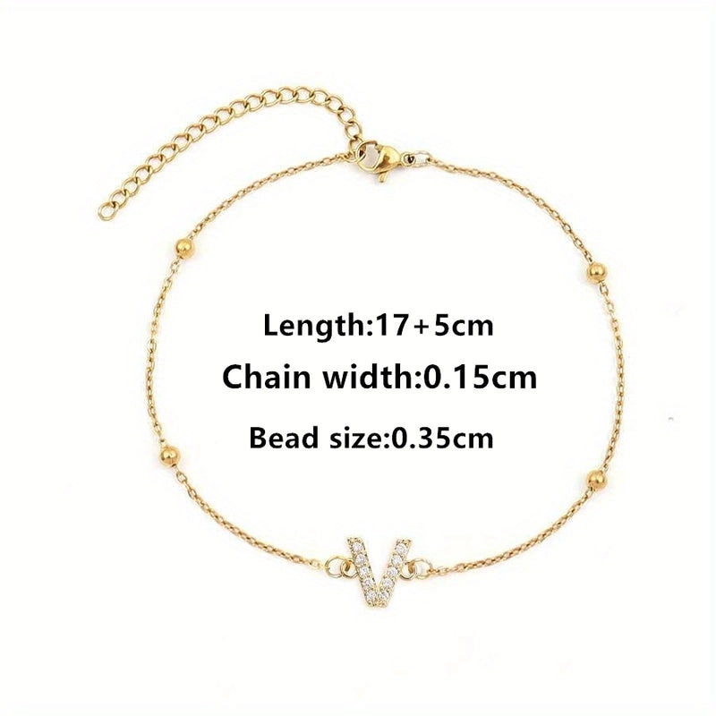 Elegant Minimalist Letter 201 Stainless Steel 304 Stainless Steel Zircon Bracelets In Bulk