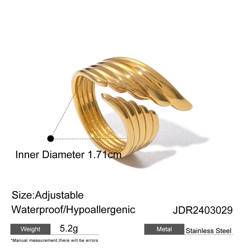 IG Style Solid Color 316 Stainless Steel  Titanium Steel 18K Gold Plated Plating Open Rings
