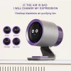 Desktop Bladeless Air Purifying Fan Folding Digital Display Four Different Emotions Personal Silent Fan 4 Speed Adjustment