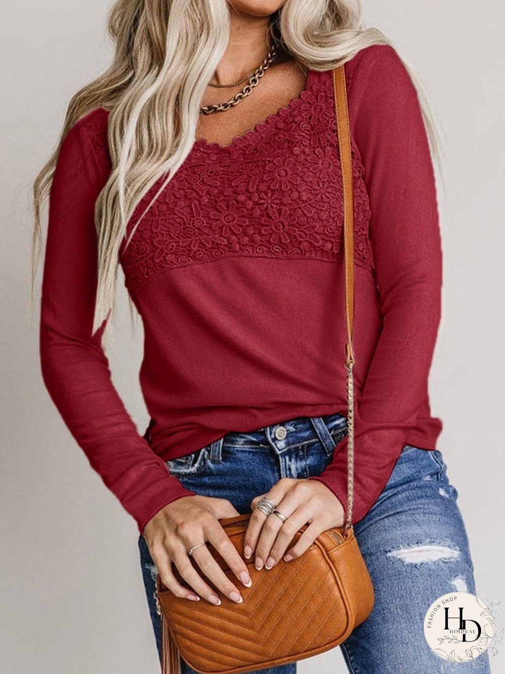 Women's Casual Printed Blouse with V-Neck