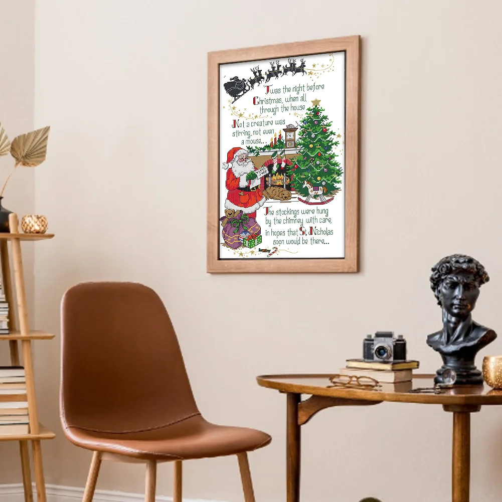 Partial Embroidery cotton Thread 14CT Printed Christmas Cross Stitch Kit