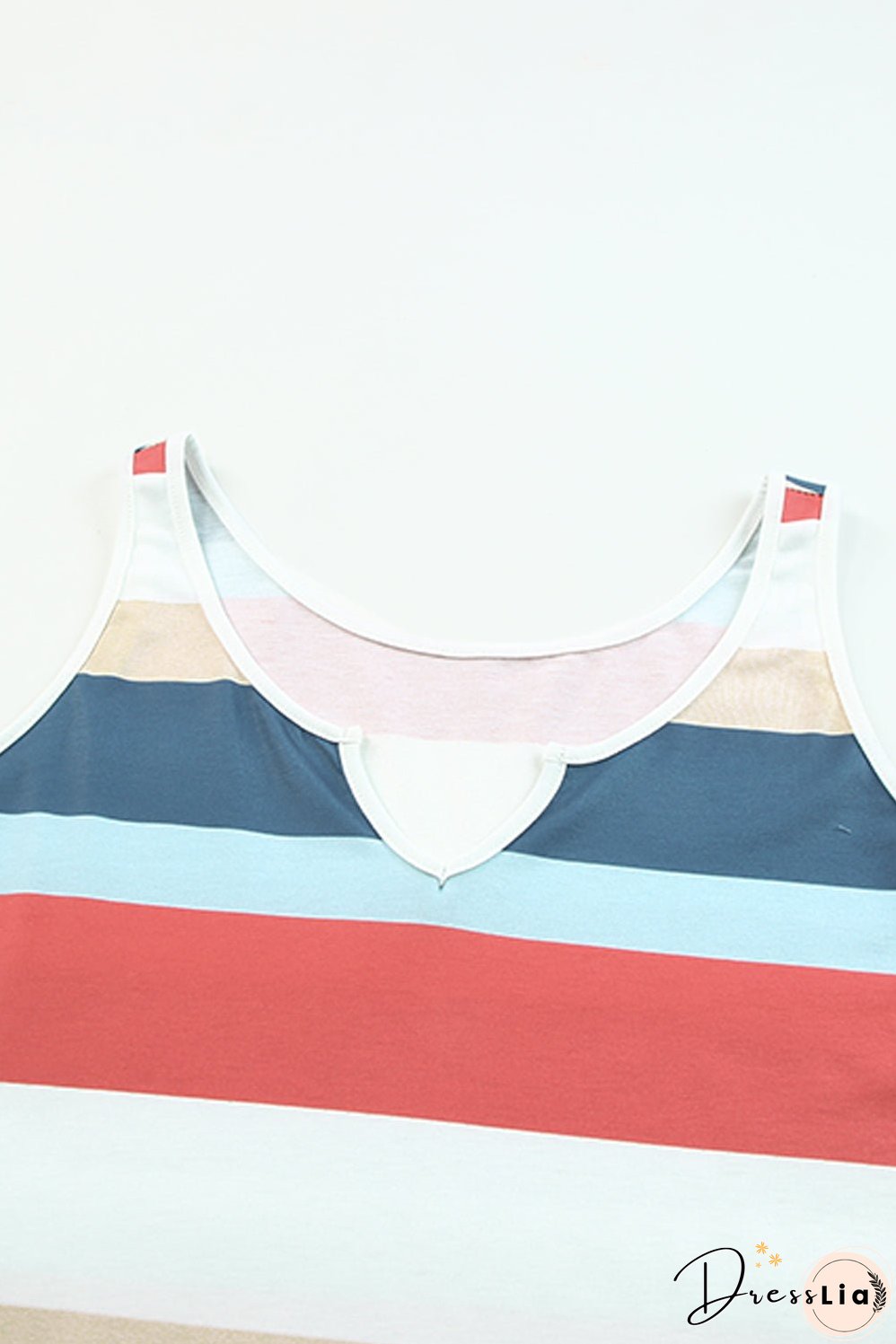 Striped Notched Neck Tank Top
