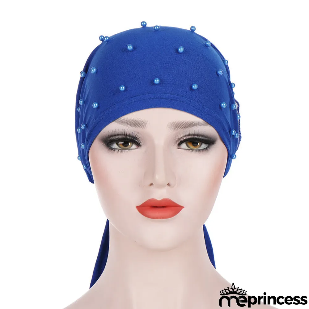 Women's Beads Flowers Muslim Turban Hat Cap