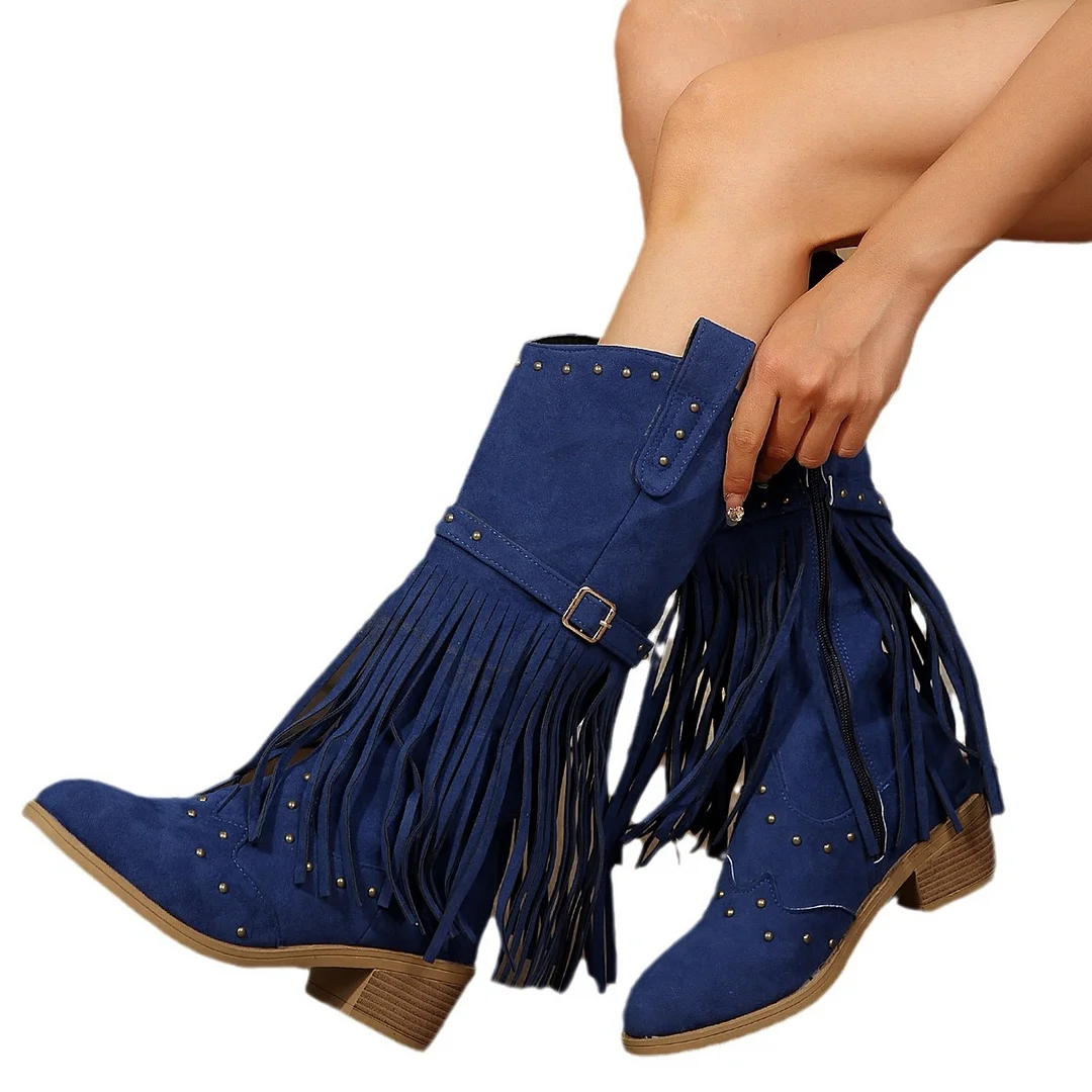 Yyvonne Boots Retro Autumn And Winter New Rivet Belt Buckle Mid-Clinic Martin Boots Large Size Women's Shoes