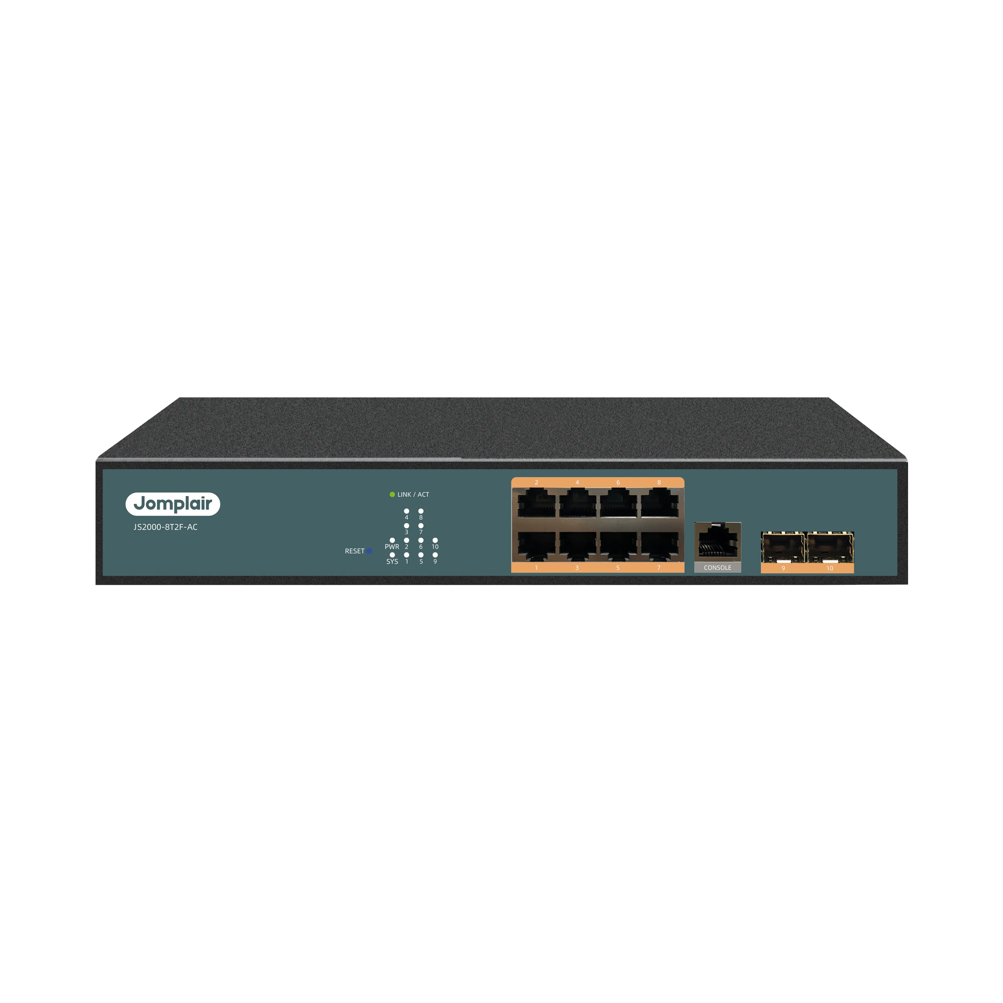 JS2000-8T2F-AC, 8 x 1Gb RJ45, 2 x 1Gb SFP, L2+ Managed Switch