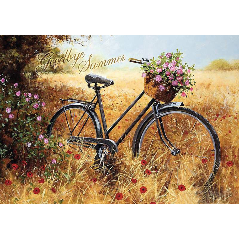 

40*30CM - Round Drill Diamond Painting - Field Bike, 501 Original