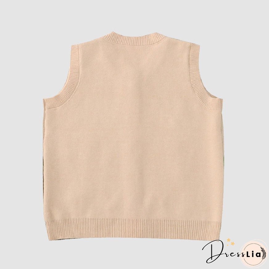 Pastoral Illustration Vest Sweater