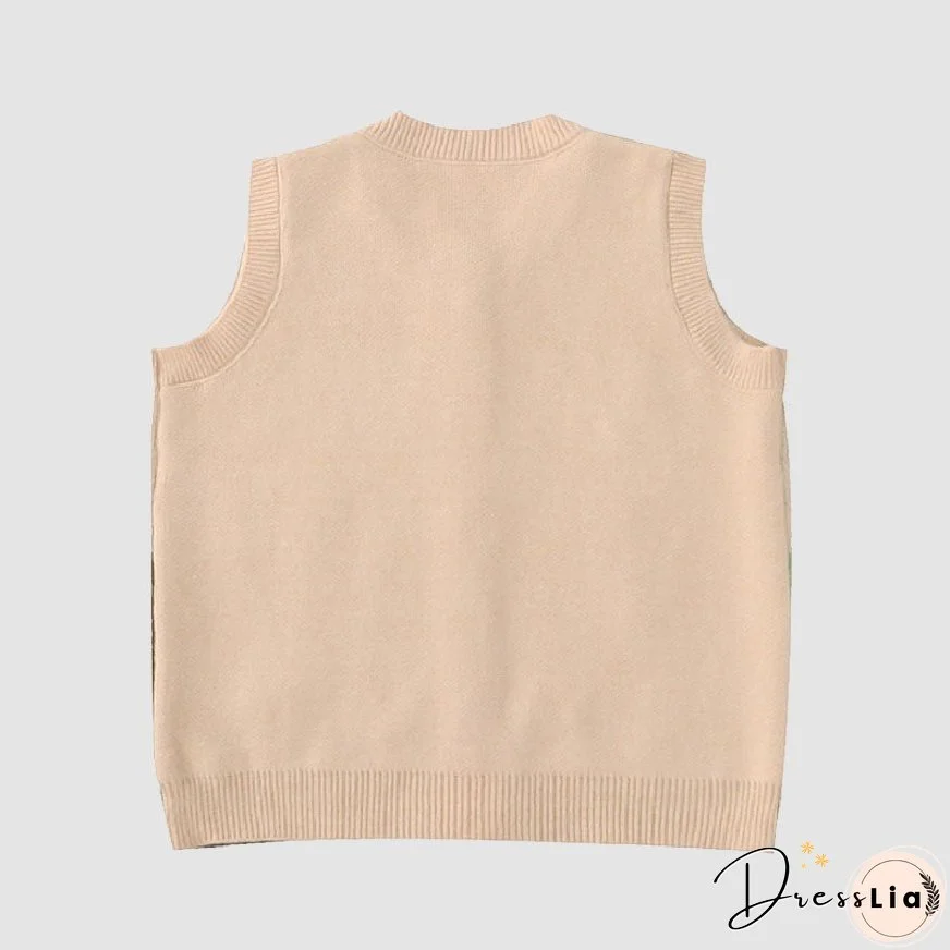 Pastoral Illustration Vest Sweater