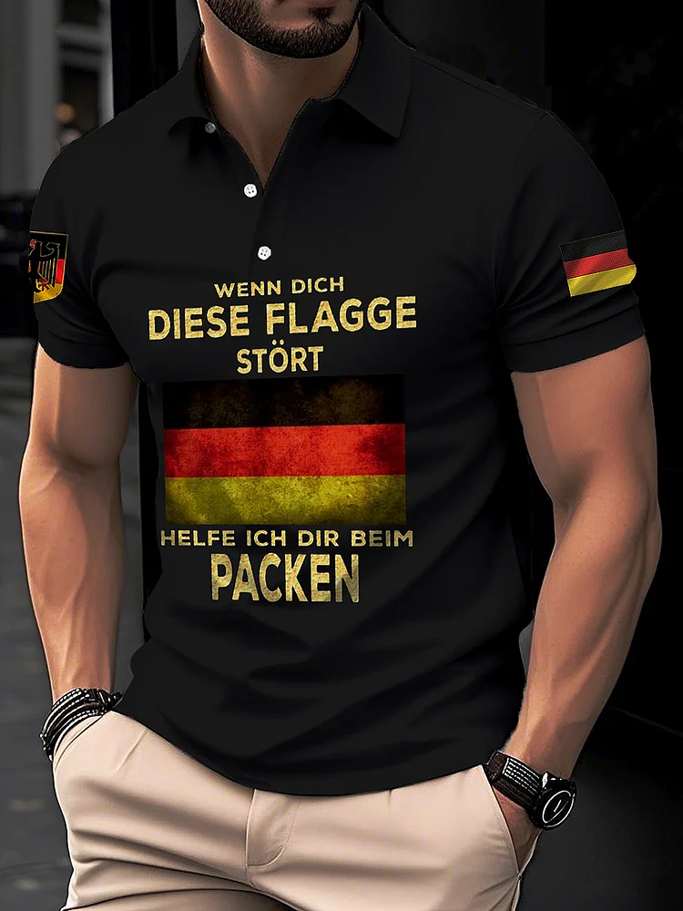 Herren Wenn dich diese flagge stört helfe ich dir im packen bedrucktes Kurzarm-Polos hirt
