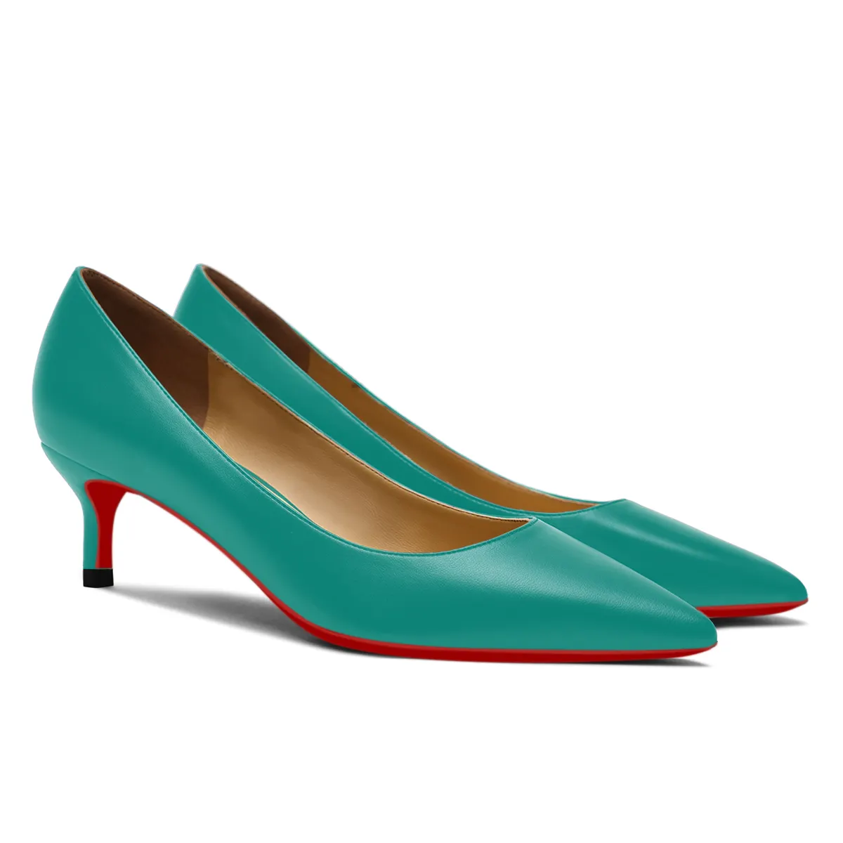 50mm Women's Low Heel Kittens Pointed Toe Casual Slip On Matte Red Bottoms Pumps-vocosishoes