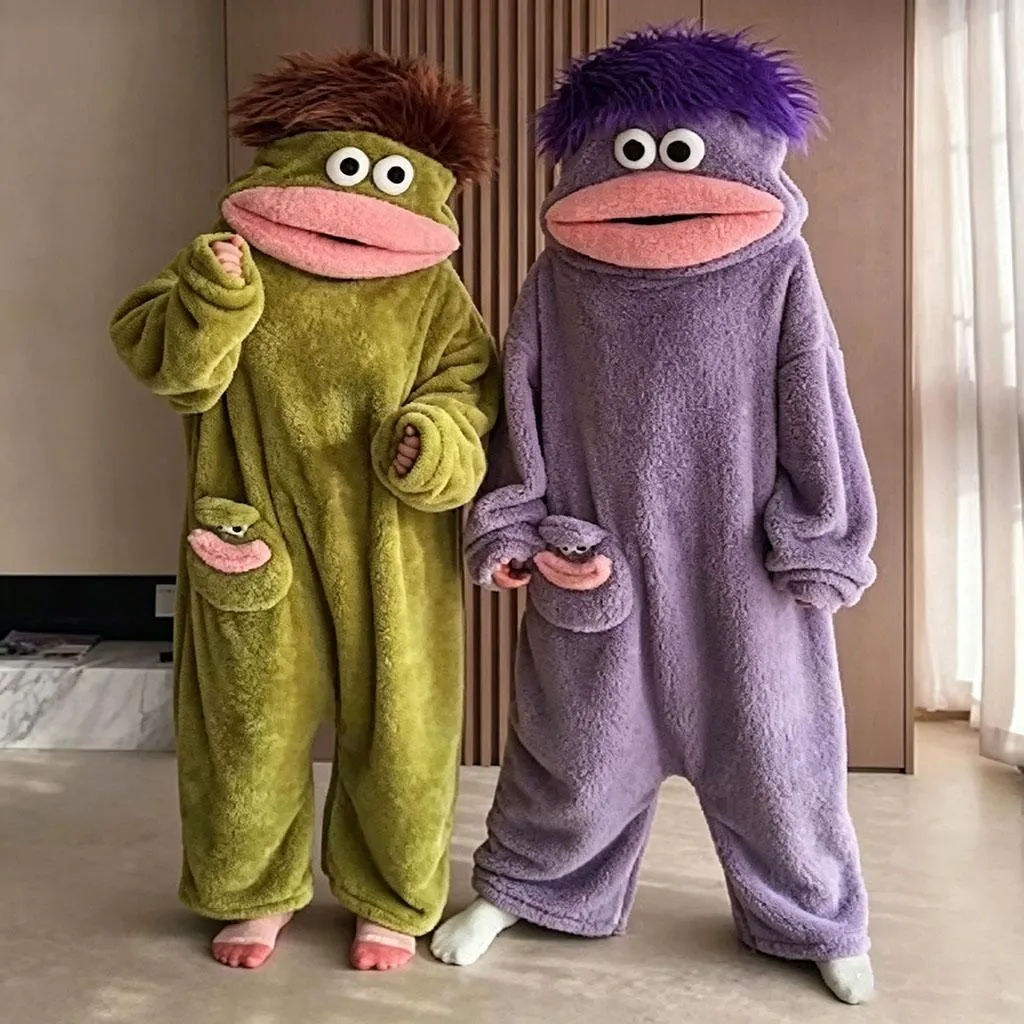 Msrlassn Mid Year Sale Cute Monster Wearable Blanket Hoodie for Women Men, Soft Sugar Fleece Loose Pullover Warm Cozy Home Loungewear Funny Pajamas, Father's Day Gift Perfect for Home & Parties Halloween, One Size for Women Men