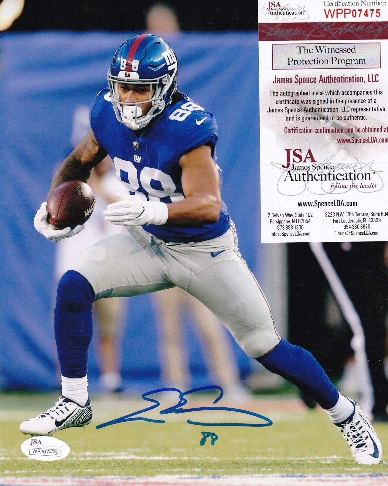 EVAN ENGRAM NEW YORK GIANTS JSA AUTHENTICATED ACTION SIGNED 8x10